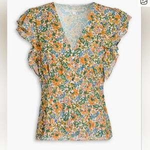 Veronica Beard Polly Floral Silk Blouse Size 14
